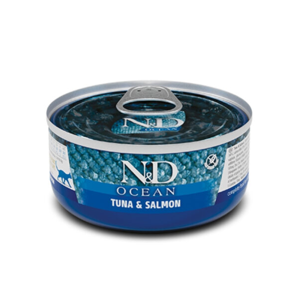 ALIMENTO HUMEDO PARA GATO EN LATA N&D CAT OCEAN TUNA AND SALMON 70 GR