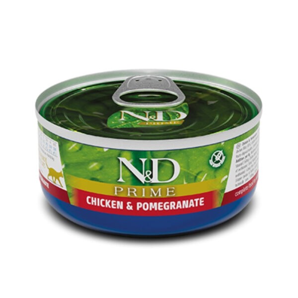 ALIMENTO HUMEDO PARA GATO EN LATA N&D PRIME CHICKEN & POMEGRANATE 70 GR