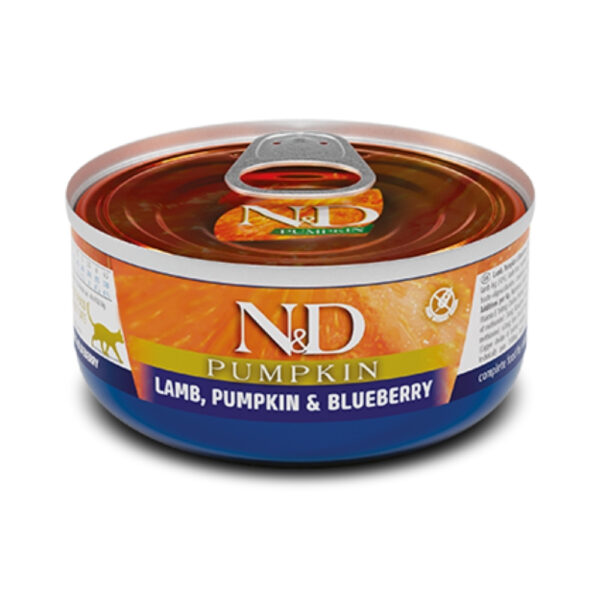 ALIMENTO HUMEDO PARA GATO EN LATA N&D LAMB, PUMPKIN & BLUEBERRY 70 GRS